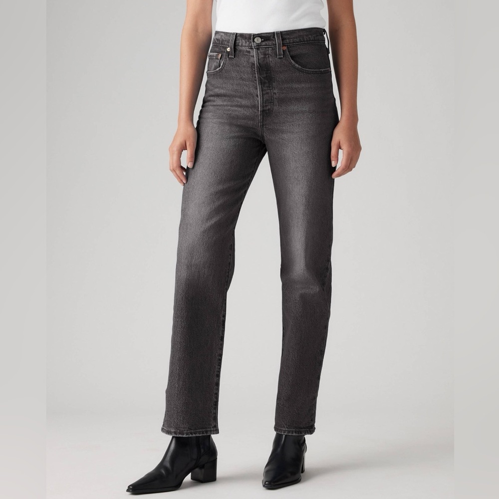 High-Rise Straight Leg Women’s Jeans - Charcoal Black